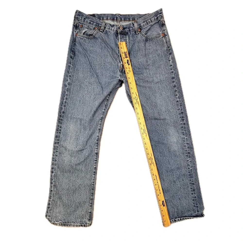 Levis 501 Original Fit Mens Blue Denim Straight Leg Button Fly Jeans W36 L32‎